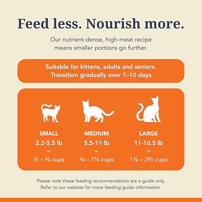 Feline Natural High Protein Dry Cat Food, Freeze-Dried Diet with 98% Meat, Organs & Seafood, No Peas, Grains, or Artificial Additives, Made in New Zealand, Chicken & Lamb, 1.8lb