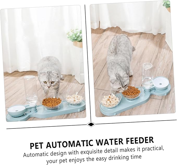 COLLBATH Automatic Cat Water Feeder 2 Tilt Bowls 500ml Pet Feeder Bowl Pet Water Dispenser for Cats