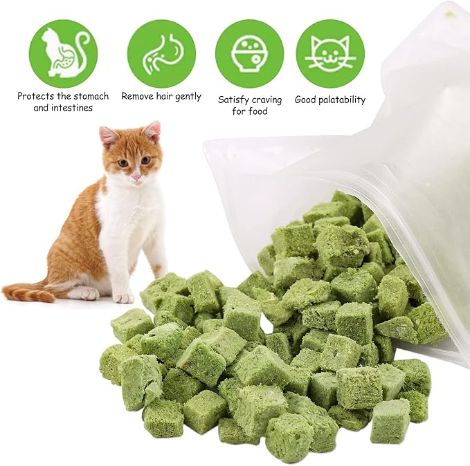 120g Cat Grass Treats for Indoor Cats, Freezed Dried Cat Grass Teething Stick Snacks for Cats, Edible Feline Chew Toys for Hairball Control and Oral Health