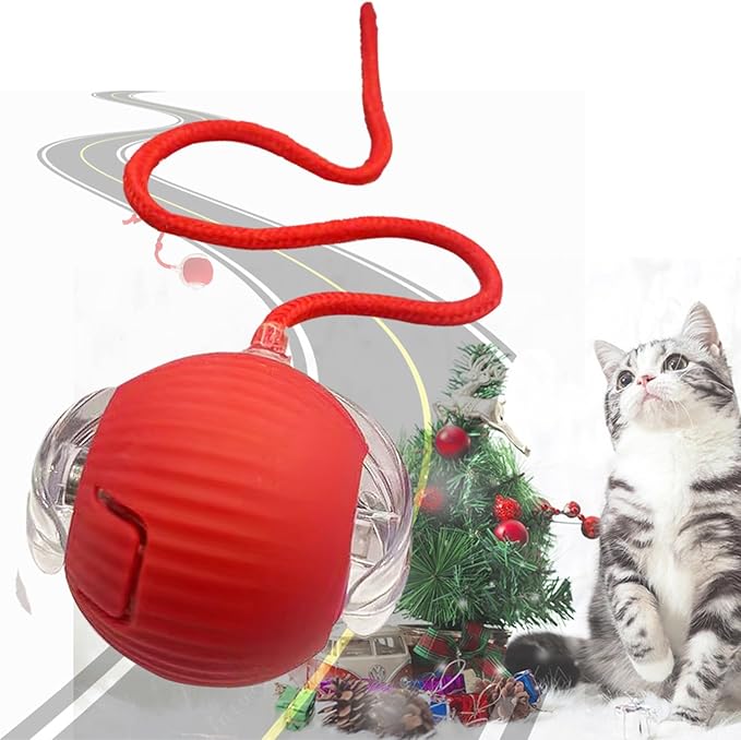 Interactive Rolling Cats Toys Ball for Indoor- Rechargeable Moving Interactive Dogs Balls Toy for Indoor, Self-Playing Automatic Moving Kitten Toys for Cats, Durable and Safe Material (Red)