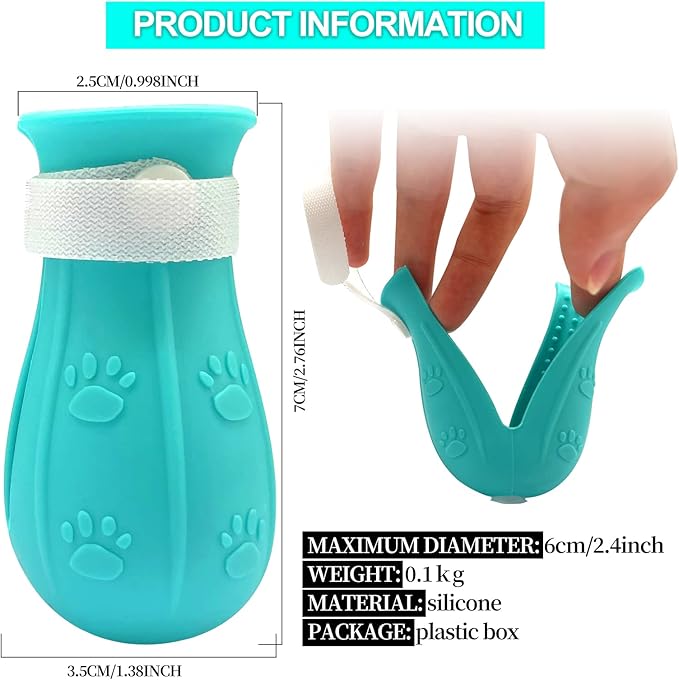 4PCS Cat Paw Protector Shoes, Adjustable Silicone Cat Shower Feet Cover for Home Pet Hospital Bathing Nail Trimming Treatment (Blue)