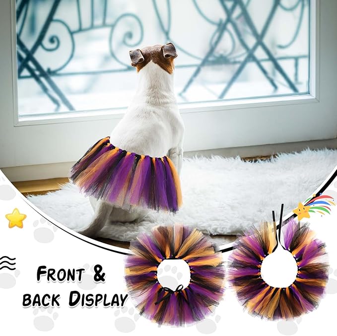 Dog Tutu Tulle Tutu for Dogs Small Large Medium Puppy Dress Ballerina Costume Skirt for Holiday Puppy Cats Bunny Pet Outfit Birthday Wedding Party Photo Prop Supplies(Halloween Color)