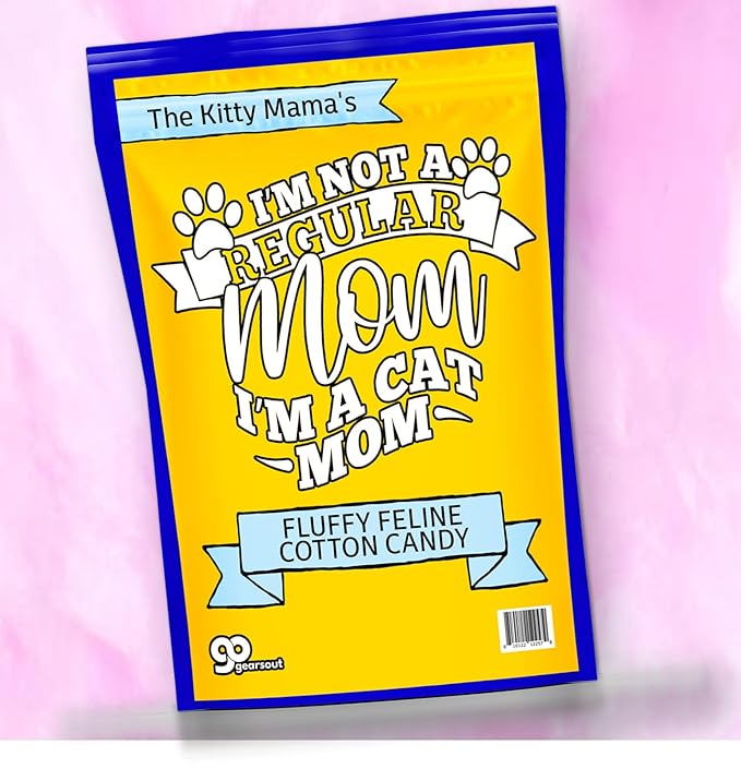 Delightful Fluffy Feline Cat Mom Cotton Candy - Gourmet Pet Treats with Irresistible Flavor for Happy Cats - Pouch for Spoiling Your Feline Friend