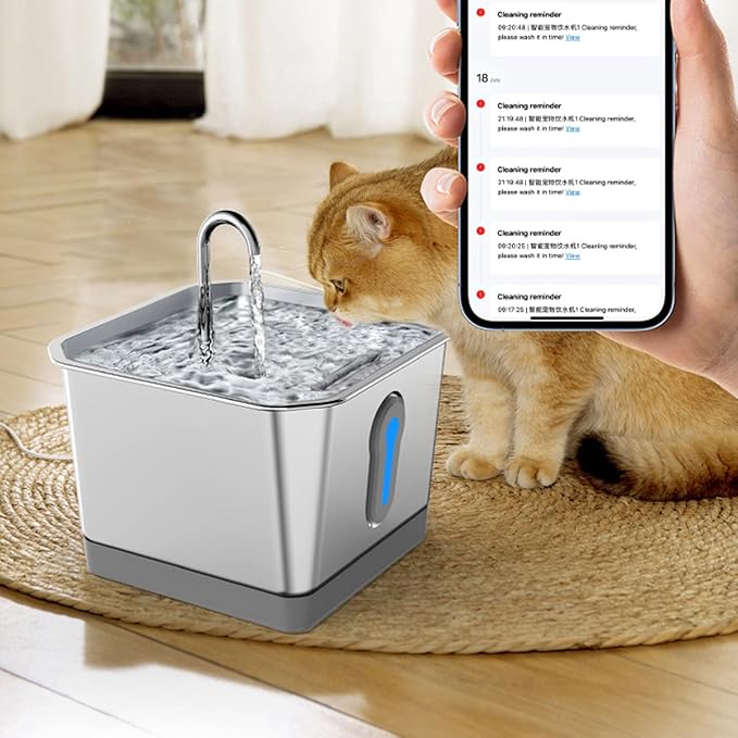 Cat Watering Fountain,3.5L Stainless Steel Automatic Cat Water Dispenser Cat Dog Waterer Pet Drinking Fountain Pet Drinking Dispenser for Indoor Pets Drinking