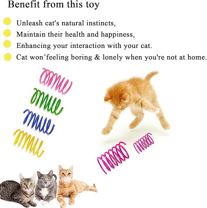 Cat Spring Toys, Bouncy Coil Kitty Cats Spiral Spring Toy for Indoor Cats Heavy Interactive Cat Toys Springy Chew Toys Springs Cat Toy for Biting Entertainment Kitten Toys (30pcs Spring Toy)