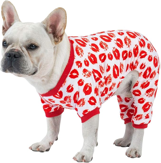CuteBone Dog Pajamas Valentines Costumes Fleece Pet Clothes Puppy Onesie Winter Holiday Cute Cat Jammies Keep Your Pet Warm in The Cold Weather P116M