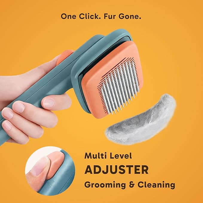 Wolfster Self-Cleaning Slicker Brush for Dogs & Cats - Skin-Friendly Deshedding Brush & Undercoat Rake for Short, Medium and Long Hair Pets, Reduces Shedding by 90% (Parrot Green)