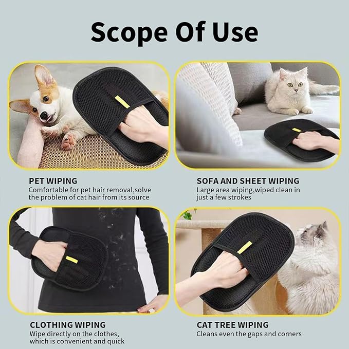 2Pcs pet Hair Remover Glove,The Magic Brush pet Hair Remover Cleaner Washable Reusable Cat & Dog Hair Remover for Couch, Furniture