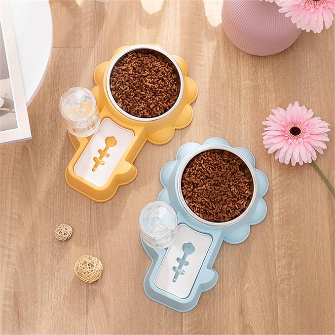 Dog Feeding Double Bowl Elevated Cats Food for Cats Dog with Automatic Water Bottle Pet Dry Food Watering Supply NonSpill Cats Dog Bowl
