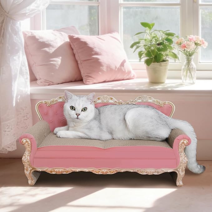 SONGWAY Cardboard Cat Scratcher Bed - Couch Shaped Cat Scratching Board, Cute Lounge Bed Scratching Pad for Indoor Cats Resting Playing