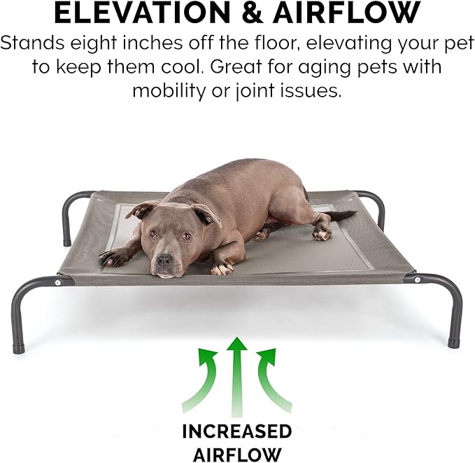 FurHaven Elevated Pet Cots - Cooling & Breathable Nylon Mesh Hammock for Small Dogs & Cats/Easy-to-Assemble/Durable and Reinforced/Perfect for Rest & Relaxation Outdoors - Graphite Gray, Small
