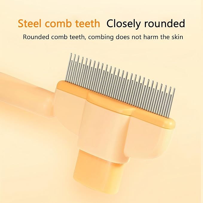 2025 Self-Cleaning Pet Hair Removal Comb & Flea Comb for Cats and Dogs Stainless Steel Grooming Brush with Release Button, De-Shedding Tool for Hair, Massaging Tangle-Free Pet Comb (Green)