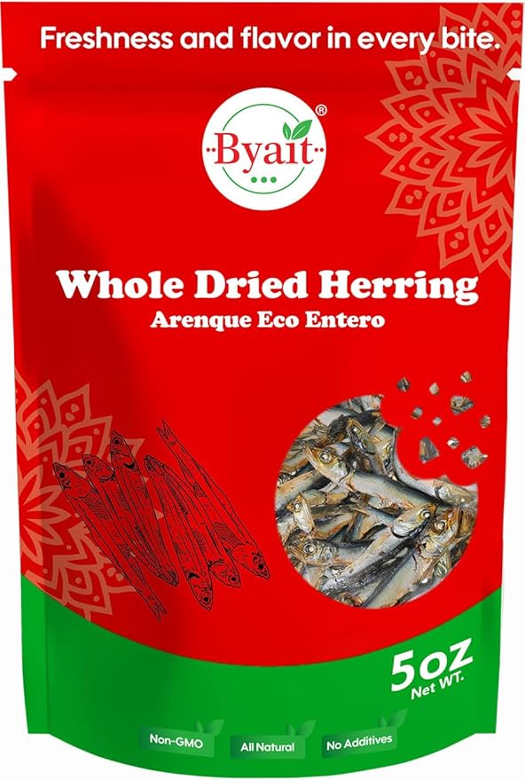 Whole Dried Herring 5 Oz, One Ingredient Dog Treats Fish for Training, Crunchy Air Dried Fish for Dogs and Cats