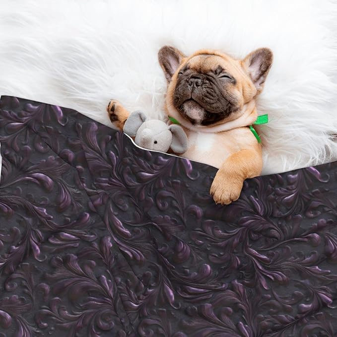 Cat Dog Blanket Deep Aubergine Metallic Foil with Organic Swirl Ultra Soft Warming Mat for Indoor Pet Beds Furniture 27.6 X 19.7inch