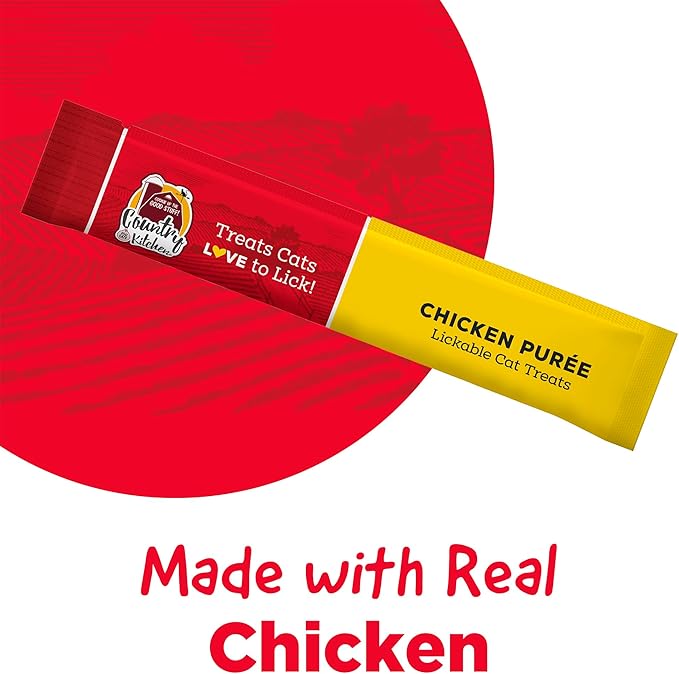 Country Kitchen Chicken Puree Lickable Cat Treats, Made with Real Chicken, 2 Oz, 4 Count