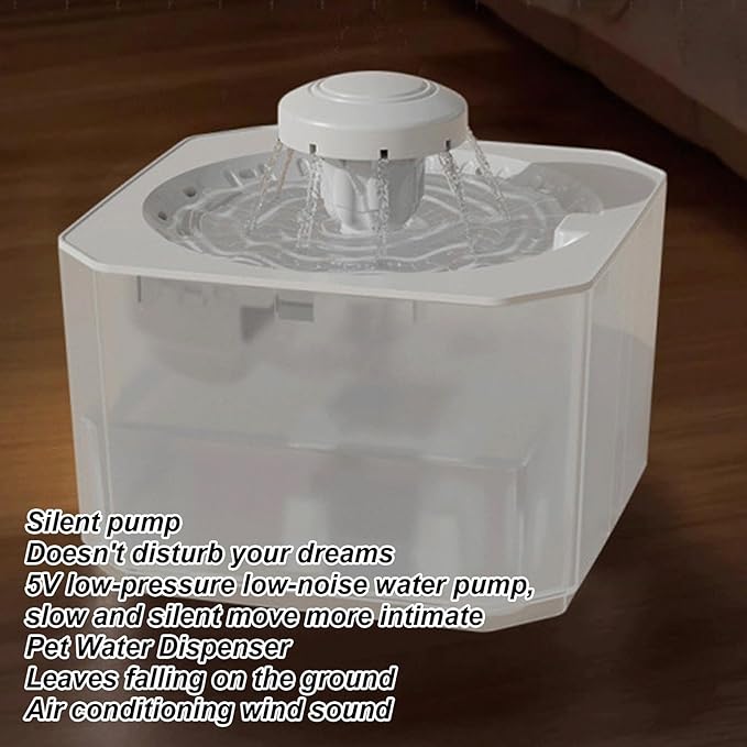 Cat Fountain - 2500ml Automatic Quiet Large Capacity Drinking Tool,Dog Water Dispenser - for Puppy Animal Travel Crate House Outside Feeding Tipping Night Hot Day Offices Indoor Home