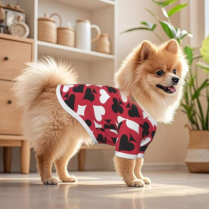 Playing Cards Spades White Heart Dog Shirt Pet Cotton T-Shirt Soft Breathable Dog Clothes Stretchy Puppy Outfit Doggy Tank Top Funny Outdoor Apparel for Small Medium Dogs Cats Blue Small