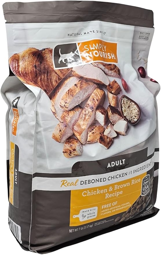SIMPLY NOURISH Adult Chicken and Brown Rice Dry Cat Food, 7 Pound Bag