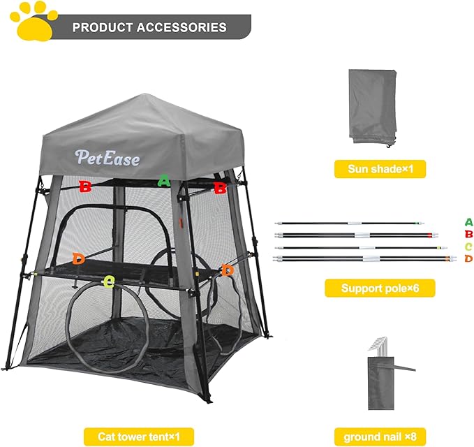 Cat Tower Tent,Outdoor Patio Cat Enclosures with Breathable Mesh,Indoor Playpen Portable Exercise Tent