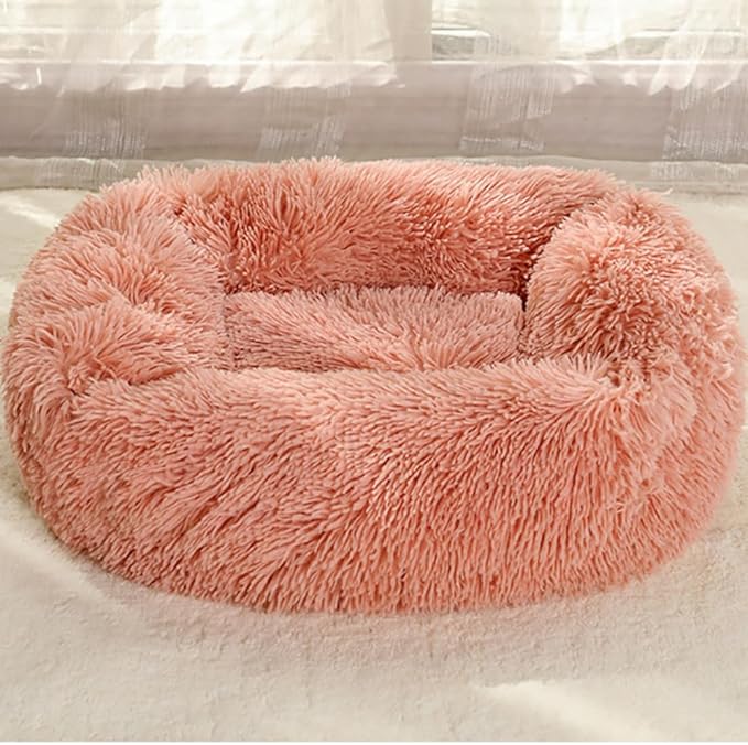 Donut Dog & Cat Bed - Soft Plush Self-Warming Cave for Cats & Small to Medium Dogs | Calming Cuddler with Improved Sleep & Comfort(Dark Brown,21.65X5.91X17.72 in)
