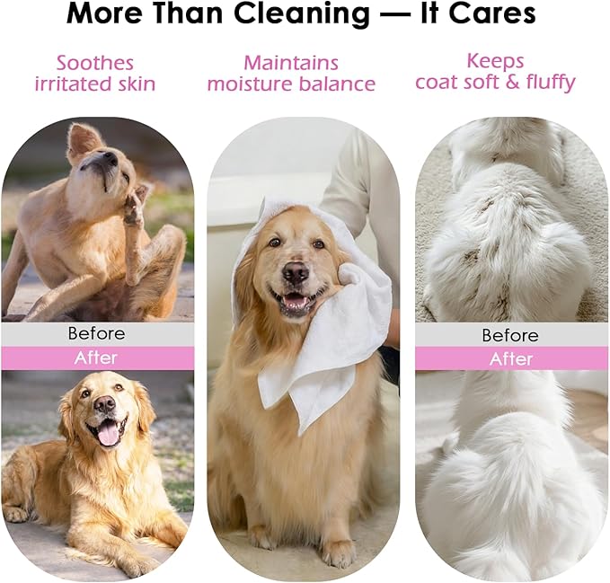 Non-Rinse Pet Shampoo – 10 Fl. oz Dog & Cat Dry Shampoo and Conditioner Itchy Skin Relief - Coconut Oil No Rinse Pet Shampoo for Cat & Dog Grooming & Spot Cleaning, Quick Clean Between Baths