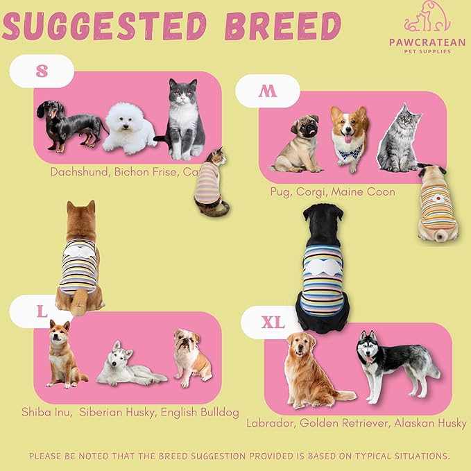 3-Pack Pet Cotton Sleeveless Top Striped Vest Top Soft Breathable Puppy Tank Top Cat Tee Dog Sleeves Top (Medium)