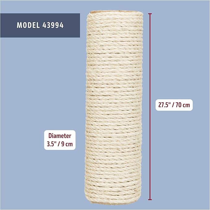 Trixie Replacement Sisal Post for Scratching Posts, Cat Trees and Cat Towers, 3.5 in x 11.8 in (9 x 30 cm)