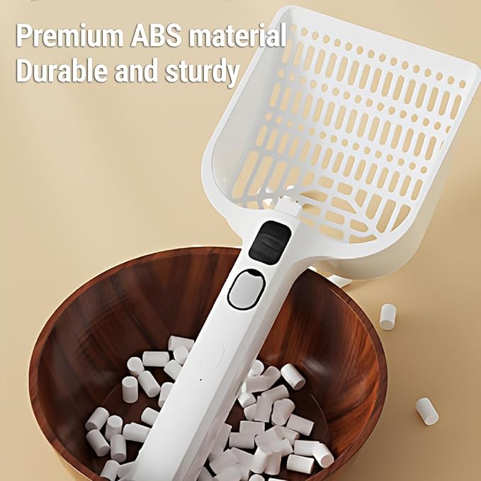 Cat Litter Scoop, Rechargeable Portable Litter Shovel Plastic Large Cat Poop Sifter with Spray Mist for Pet Cleaning