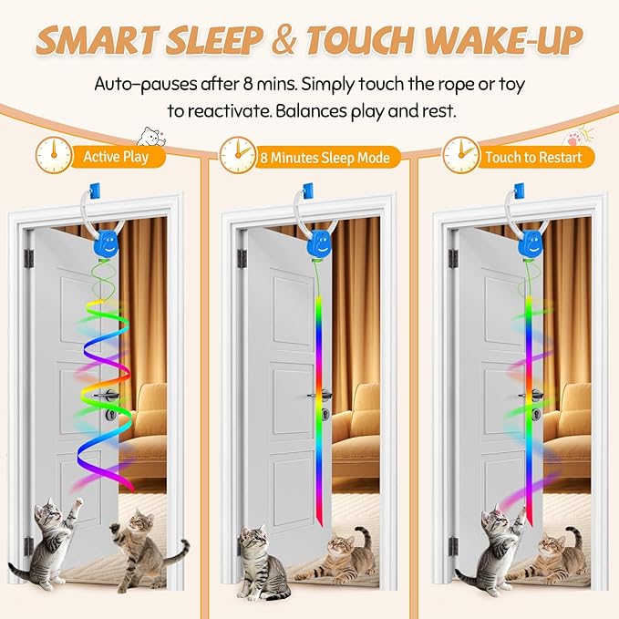 Interactive Cat Toys for Indoor Cats, Automatic Hanging Door Frame Cat Toy with Bird, Mouse & Feather Teasers, Motion Activated Self Play Exercise Toy for Bored Kittens & Adult Cats.