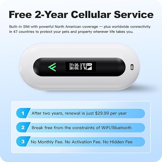 RV Pet Temperature Monitor - 4G Cellular Remote Monitor for Pets & Vacation Home | Instant Power Outage & Temp/Humidity Alerts | House, Server Room & RV Safety | Includes 2 Years of Service