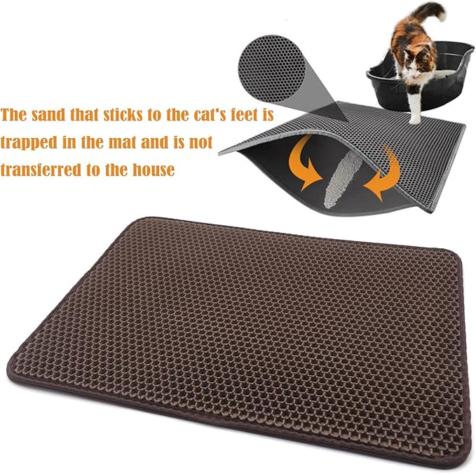 XKMT- Animal Pet Supplies Cats Litter & Housebreaking 65X55 Brown Cat litter Mat Double Layer Pad Trapper Folding Pad EVA Foam Rubber