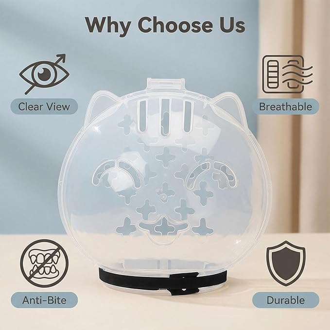 Transparent Cat Helmet with 4 Silicone Paw Covers, Adjustable Breathable Cat Muzzle Restraint for Bathing, Nail Trimming & Grooming (L)