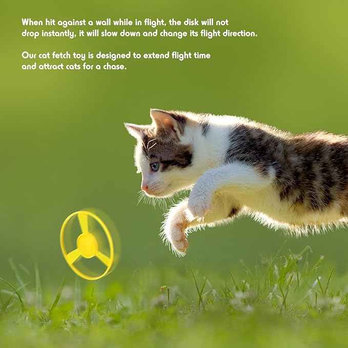 Arrowbash 45 Pcs Cat Fetch Toy with Colorful Flying Propellers Set Cat Interactive Toys Playing Tracking Propeller Toy for Indoor Outdoor Kitten Training Chasing Training Hunting, Dinosaur Style