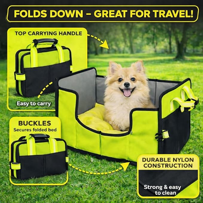 Pet Life ® 'Travel-Nest' Innovative Portable Travel Folding or Collapsible Cat and Dog Bed with Carrying Handle