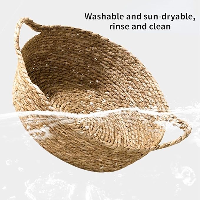 Cat Bed, Straw Woven Cat Baskets Bed, Round Wicker Cat Basket Nest, Non-Slip Cozy Kitten Bed for Cats Small Dog (Only Nest,Small)