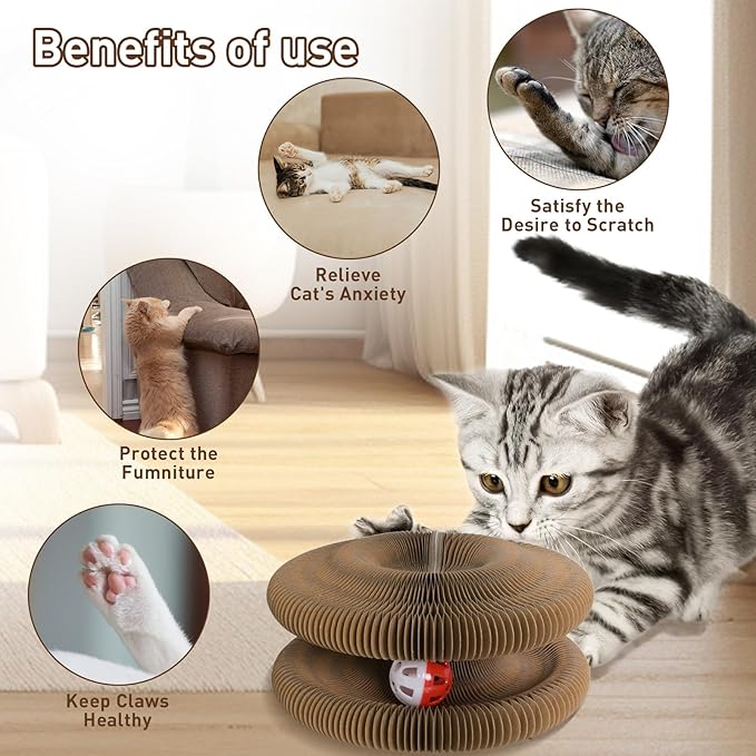 Cat Toy,Cat Scratchers for Indoor Cats,Foldable Magic Organ Cat Scratcher,Interactive Accordion Cardboard Cat Scratch Pad,Cat Toy Interactive for Indoor Cats Boredom Relief