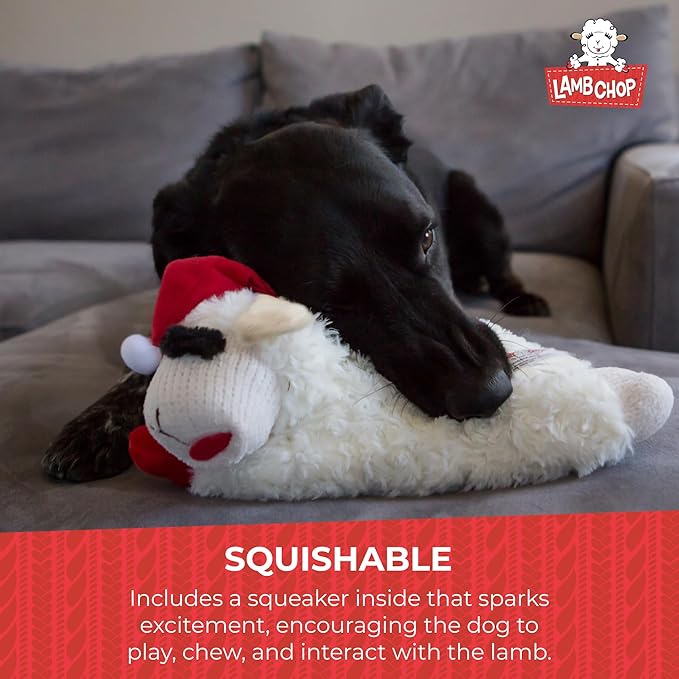 Multipet Lamb Chop Dog Plush Toy w/Easter Bunny Ears - Squeaky Toy for All Dogs - Extra Soft Plush - Stuffed Animal for Cuddling & Playing (6”, Cream/Pink)