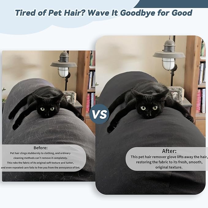 Teruntrue 8 Pack Pet Hair Removal Gloves, Double-Sided Electrostatic Grooming Glove, Reusable Deshedding Gloves for Dogs Cats, Fit Furniture Sofa Carpet Clothes Bed Home Upholstery