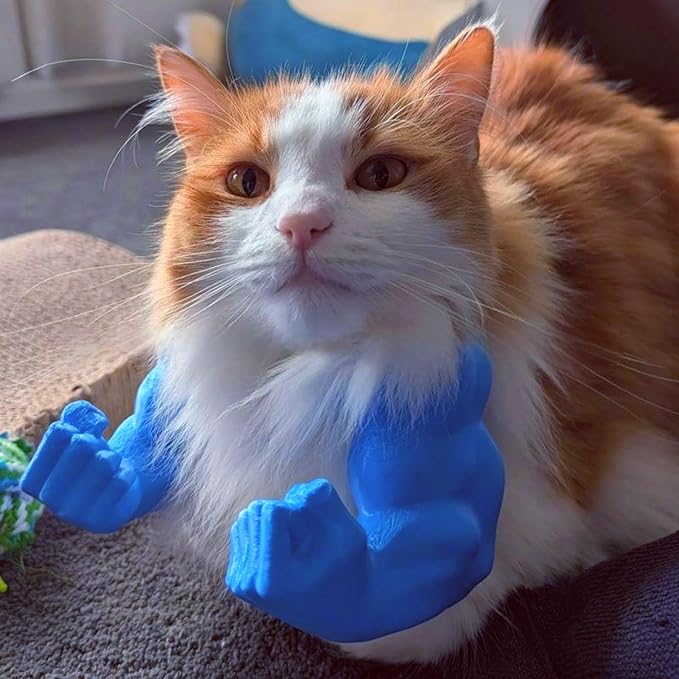 Cat Arms Muscle Arms for Cats Neck Funny 3D Printed Arm Cosplay Accessories (Blue)