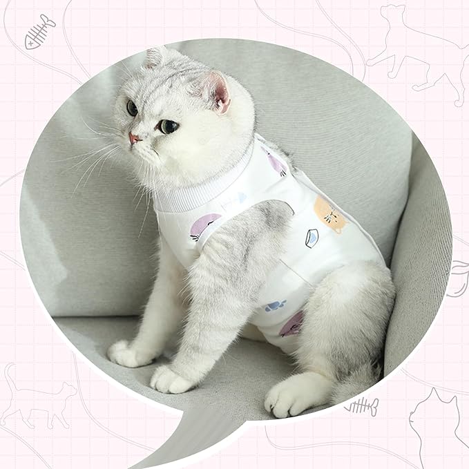 2 PCS Cat Recovery Suit for Spay Abdominal Wounds Cat Onesie for Cats After Surgery Recovery Suit Female Breathable E-Collar Alternative Kitten Onesie Anti Licking Small