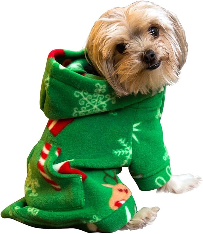 Pet Pjs - Tis The Season Pet Pjs Fleece Hoodie Sweaters - XSmall (Fits Up to 10 lbs) - Pet - XSmall (Fits Up to 10 lbs)