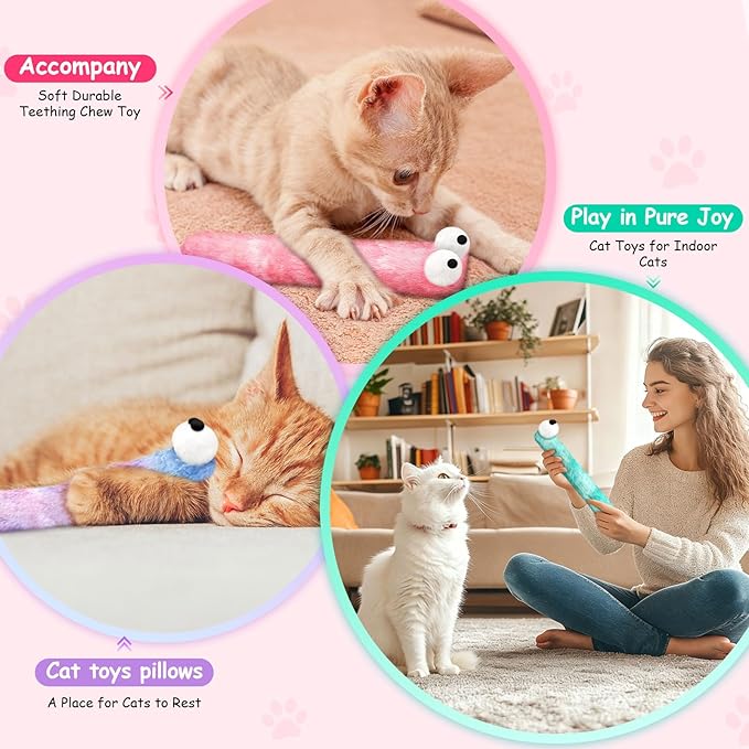 Cat Toys Pillows, 3 Pack Cat Kicker Toy for Kittens and Adult Cats, Soft and Durable with Catnip Inside, Interactive Catnip Toys for Anxiety Relief and Promotes Exercise (12.6 Inches)