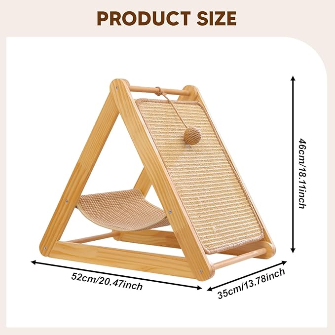 Baoblaze Cat Scratcher Bed Hammock Furniture Protector Rest and Supplies with Toy for Indoor Cats Scratch Pad