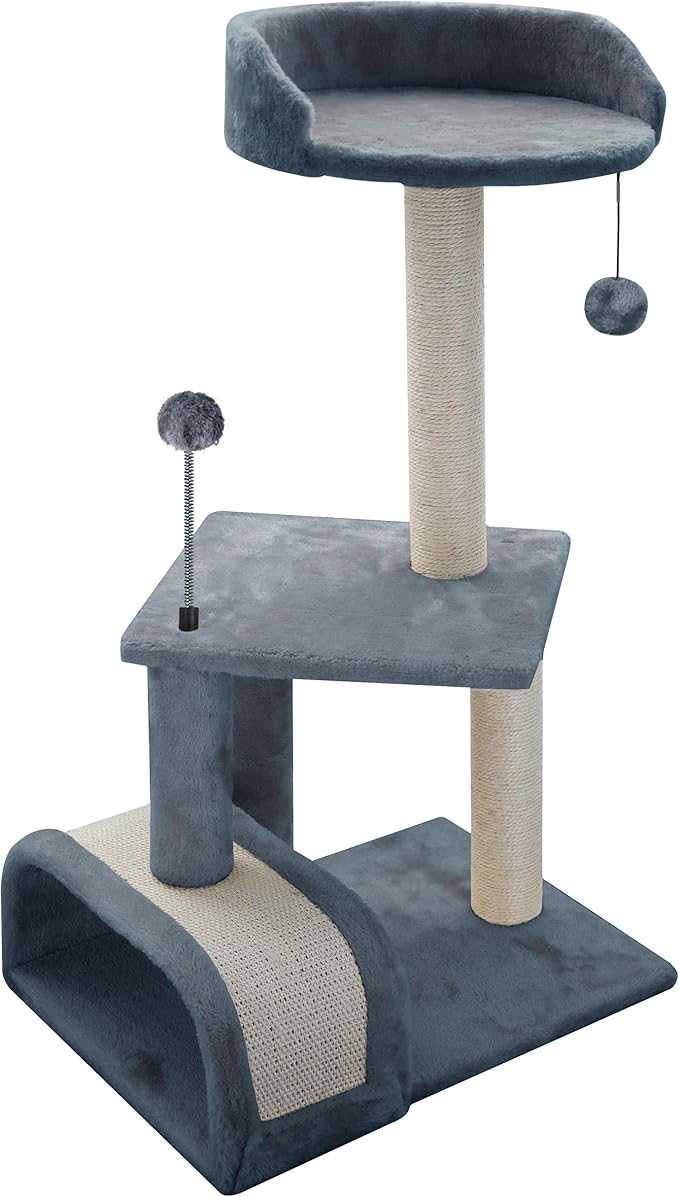 Roypet 32" Cat Tree with Scratching Pad and Perch, Grey