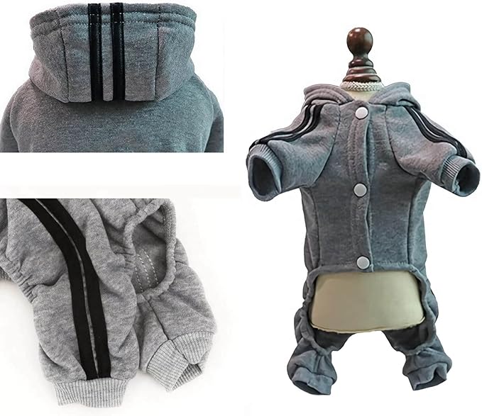 Cute Dog Hoodie Sweater Tracksuit Coat Jacket Winter Pajamas Jumpsuit Clothes Clothing 4-Legs Grey for Cat Puppy Small Medium Big All Type Dogs (4X-Large)