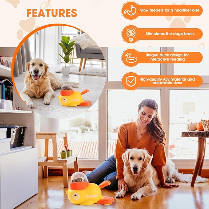 Dog Interactive Treat Dispenser Toy, Interactive Dog Toys Food Puzzle Slow Feeder, Duck-Shaped Cat Treat Dispenser for Training Small Cats,Dogs