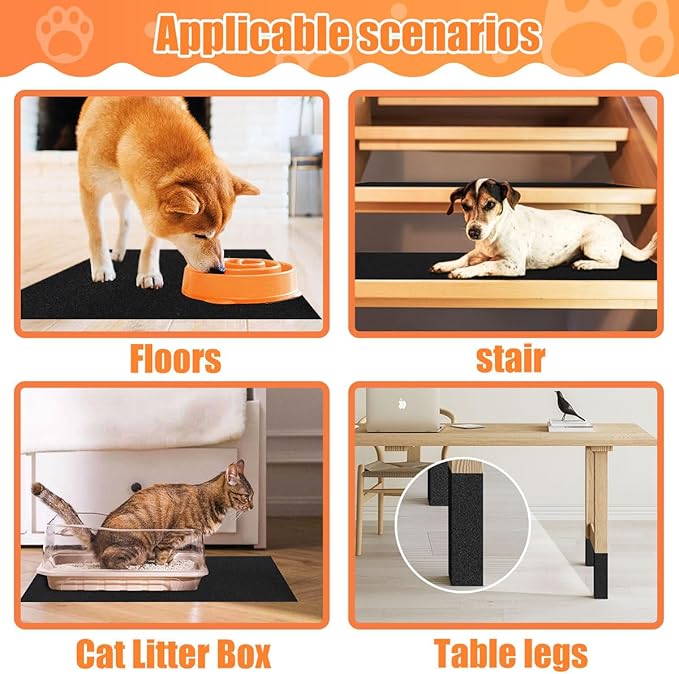 Pet Nail Self Adhesive Replacement Emery Paper Fits Most Dog Scratch Pad Cat Litter Box DIY on the Places Where Pets Like to Scratch Alternatives to Cat and Dog Nail Clippers (10in*13ft, Black)