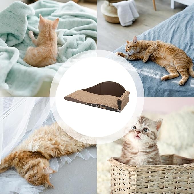 Cat Scratcher Bed - Corrugated Cardboard Pad, Durable Furniture Protector, Comfortable Pet Rest | Indoor Home Living Room Bedroom for Indoor Home Living Room Bedroom
