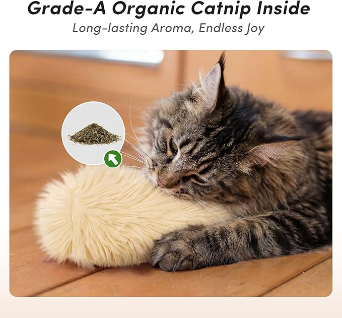Catnip Cat Toys 4 Pack, Soft Cat Pillow Kicker Toys with Crinkle Sound, Interactive Cat Plush Toys for Indoor Cats and Kittens