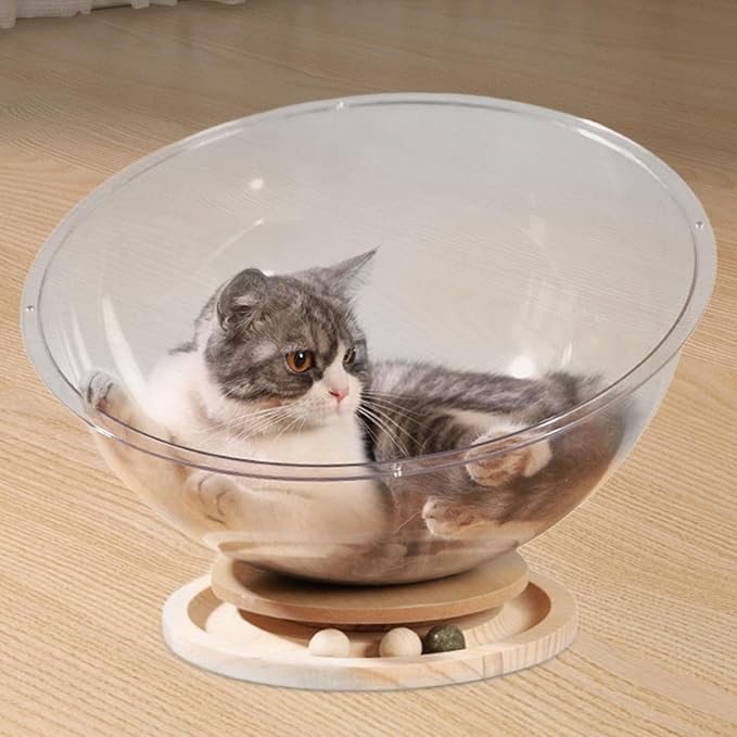 Cat Bed Space Capsule Indoor Sleeping Nest Hammock Wooden Stand Portable Lightweight Stable Furniture for Kittens Suitable for Gift Giving Home Use, S